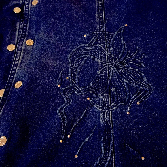 Lafei Nier Women’s Stretch Denim 3/4 Sleeve Shirt Size 14 - Picture 8 of 11